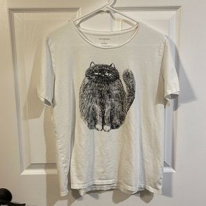 Banana Republic EUC size Large white t with black cat graphic